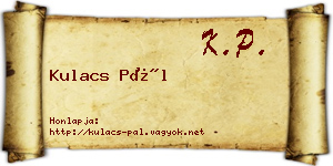 Kulacs Pál névjegykártya